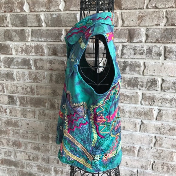 Chico's Retro Vest Boho Artsy Festive Embroidered - Picture 3 of 8